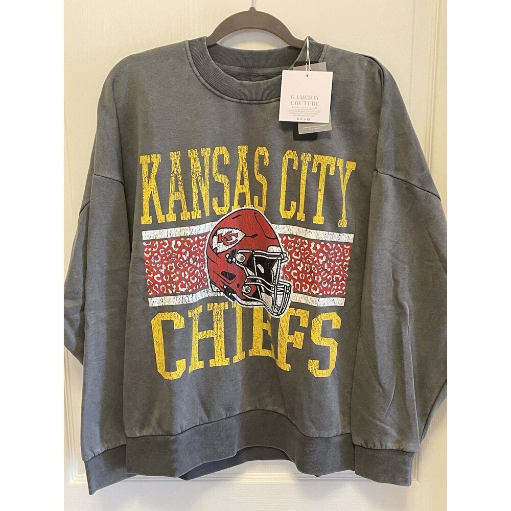 Kansas City Chiefs Gray Sweatshirt Size XL Oversized NEW U/Arm 52